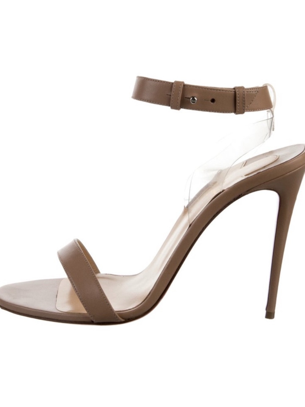 Christian Louboutin Taupe Ankle-Strap Stiletto Sandals